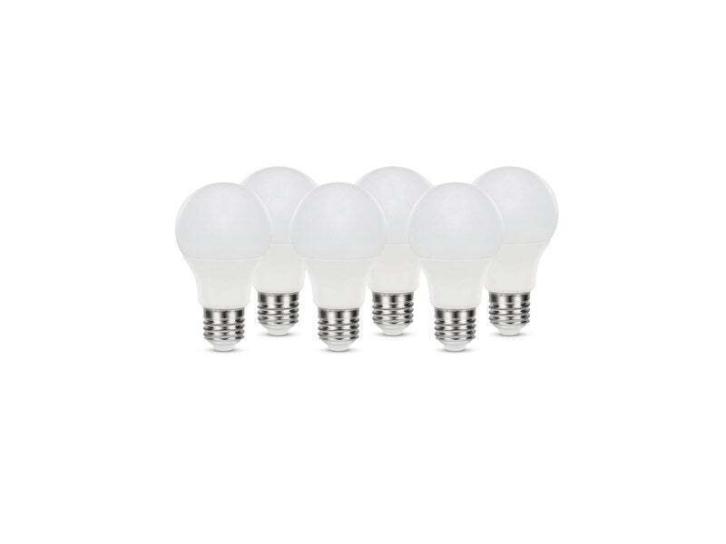 Promo Lot de 6 ampoules led dépoli standard e27 806 lm = 60 w blanc chaud, lexman chez Weldom