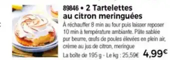 Thiriet 2 Tartelettes Au Citron Meringuées offre
