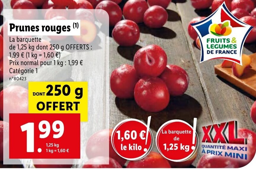 Promo Prunes rouges chez Lidl
