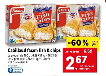 Lidl Cabillaud façon fish & chips offre
