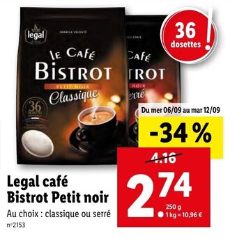 Lidl Legal café Bistrot Petit noir offre