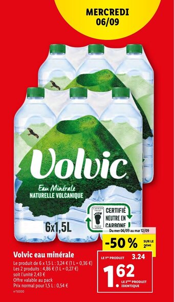 Lidl Volvic eau minérale offre