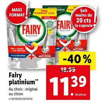 Lidl Fairy platinium** offre
