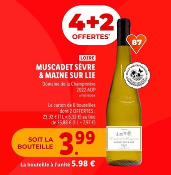 Lidl MUSCADET SÈVRE & MAINE SUR LIE offre