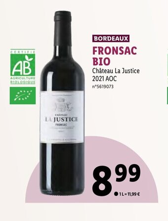 Lidl FRONSAC BIO offre