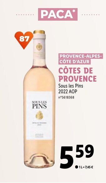 Lidl CÔTES DE PROVENCE offre