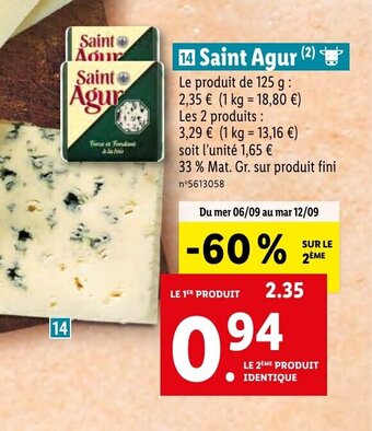 Lidl Saint Agur offre