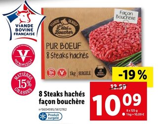 Lidl 8 Steaks hachés façon bouchère offre