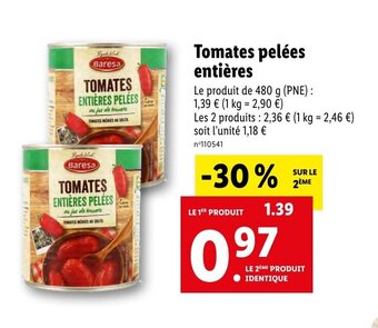 Lidl Tomates pelées entières offre
