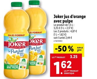 Lidl Joker jus d'orange avec pulpe offre