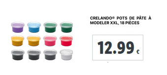 Lidl CRELANDO POTS DE PÂTE À MODELER XXL 18 PIÈCES offre