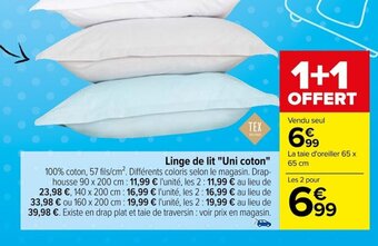Carrefour Linge de lit "Uni coton" offre