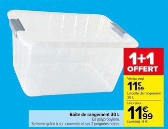 Carrefour Boîte de rangement 30 L offre
