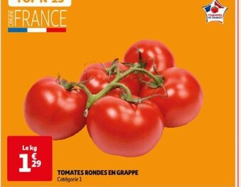 Auchan TOMATES RONDES EN GRAPPE Catégorie 1 offre