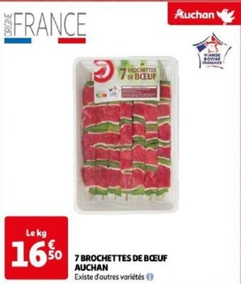 Auchan 7 BROCHETTES DE BŒUF AUCHAN offre