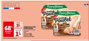 Auchan TENDRE POULET RÔTI FLEURY MICHON offre