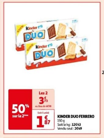 Auchan KINDER DUO FERRERO 150 g offre