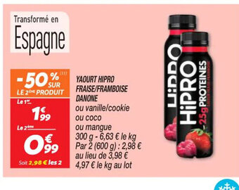 Netto FRAISE/FRAMBOISE DANONE YAOURT HIPRO offre