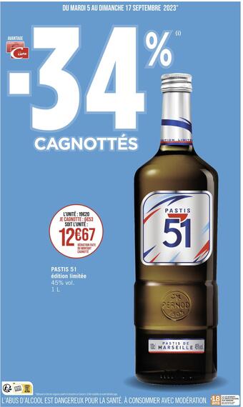 Casino Supermarchés Pastis 51 pastis 51 édition limitée offre