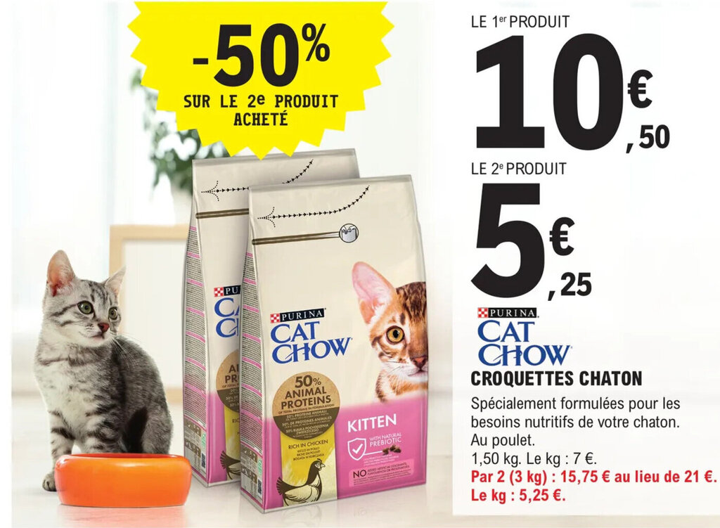 Promo CROQUETTES CHATON chez E.Leclerc Nos Animeux