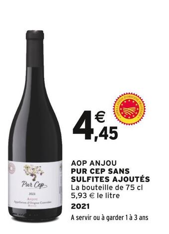 Intermarché Aop anjou pur cep sans sulfites ajoutés offre