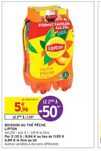 Intermarché Lipton boisson au thé pêche offre