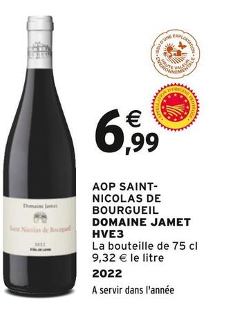 Intermarché Domaine jamet aop saint-nicolas de bourgueil hve3 offre