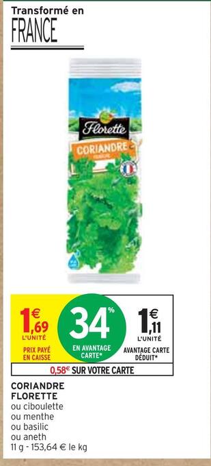 Intermarché Florette coriandre offre