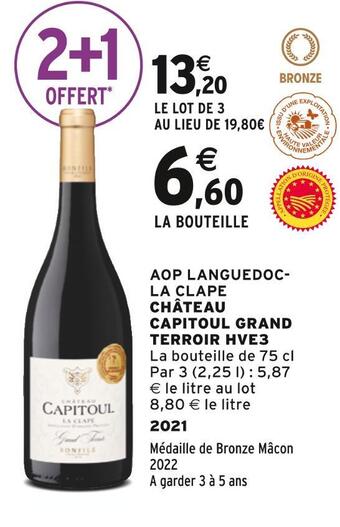 Intermarché Château capitoul grand terroir aop languedoc-la clape hve3 offre