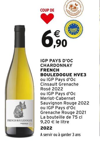 Intermarché Igp pays d'oc chardonnay french bouledogue hve3 offre
