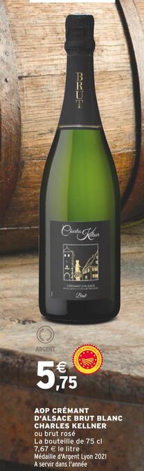 Intermarché Charles kellner aop crémant d'alsace brut blanc offre