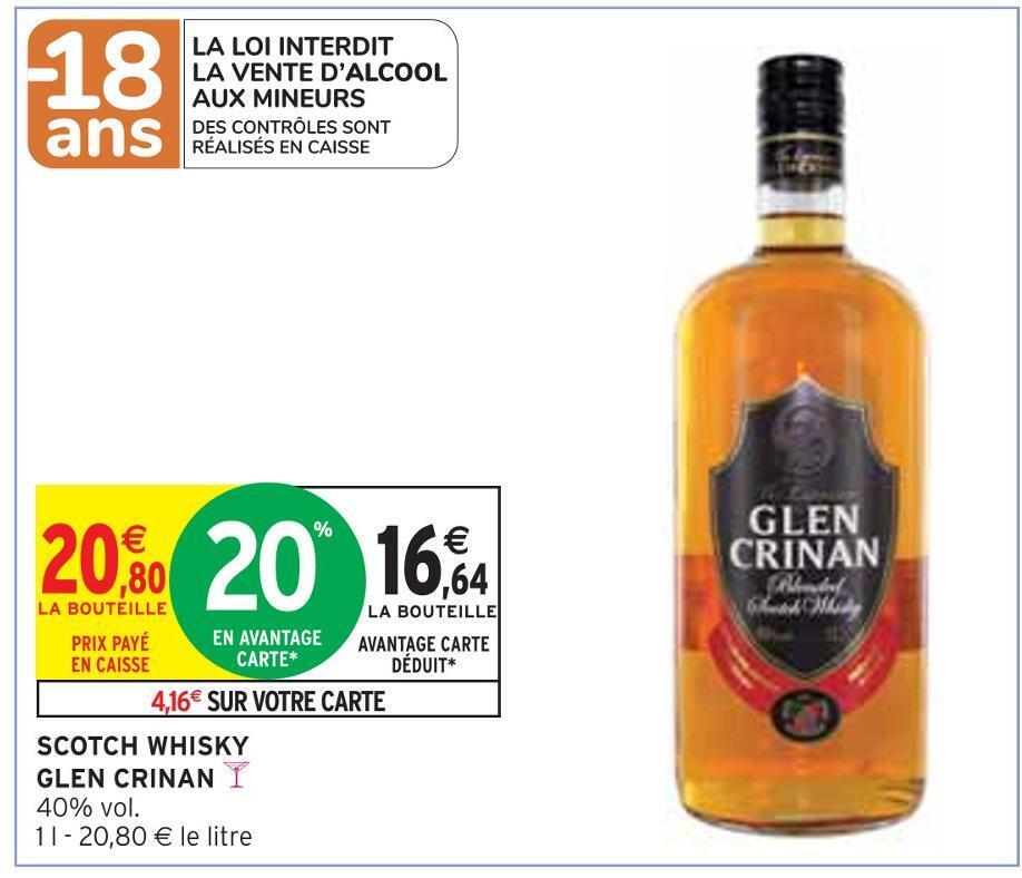 Promo Glen crinan scotch whisky chez Intermarché