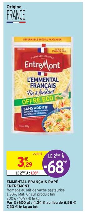Intermarché Entremont emmental français râpé offre