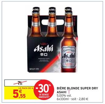 Intermarché Asahi bière blonde super dry offre