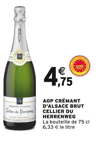 Intermarché Aop crémant d'alsace brut cellier du herrenweg offre