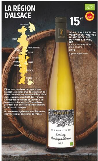 Intermarché Domaine f. engel aop alsace riesling vendanges tardives blanc moelleux offre