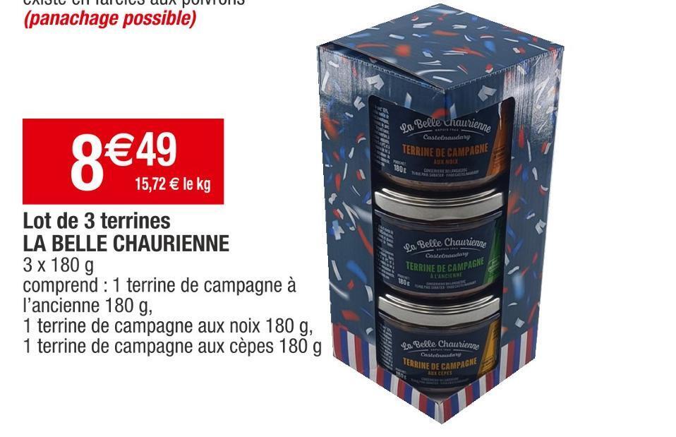Promo La belle chaurienne lot de 3 terrines chez Cora