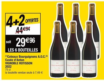 Coteaux bourguignons a.o.c. cuvĂ©e dâantan vignoble rotisson 2022