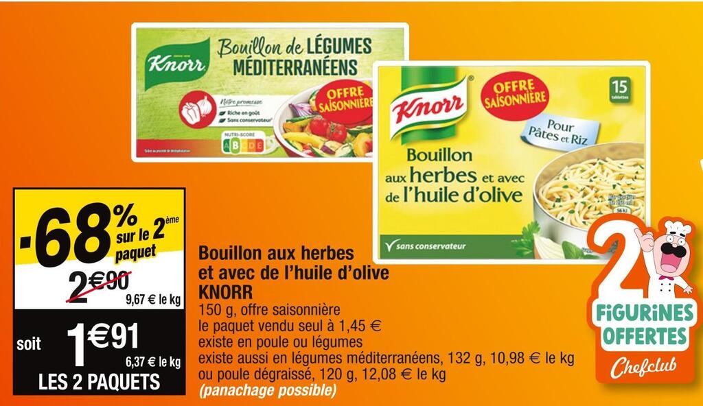 Promo Knorr bouillon aux herbes et avec de l’huile d’olive chez Cora