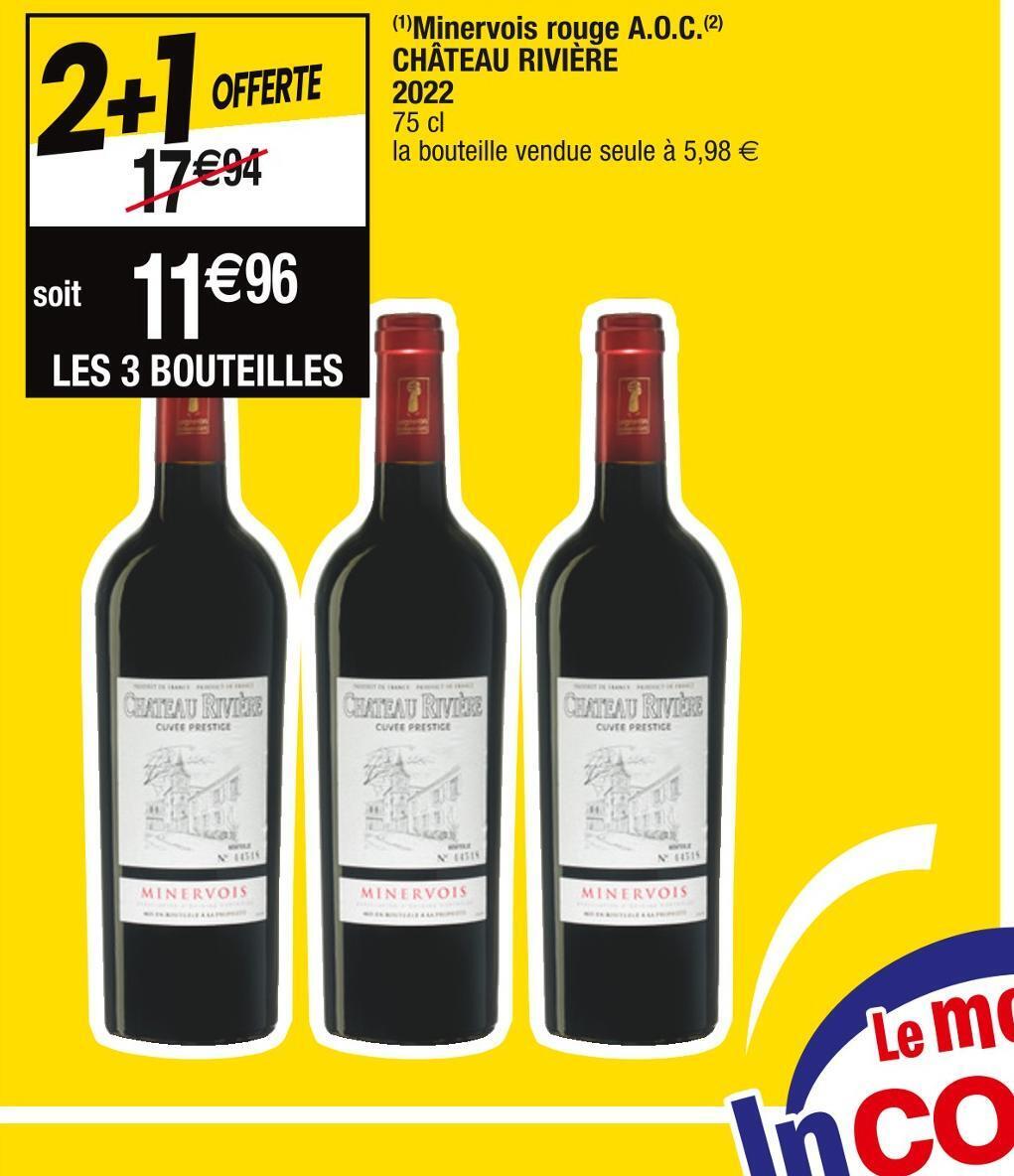 Promo Château rivière minervois rouge a.o.c. 2022 chez Cora