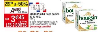 Cora x Carrefour Boursin boursin ail & fines herbes 39 % m.g offre