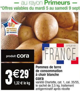 Cora x Carrefour Cora pommes de terre de consommation à chair blanche offre