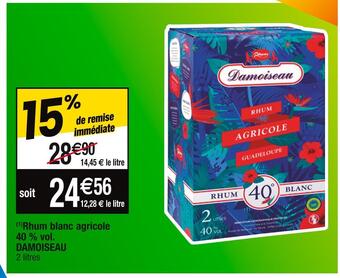 Cora x Carrefour Rhum blanc agricole 40 % vol. damoiseau offre