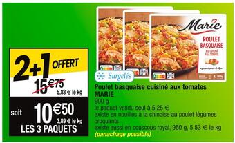 Cora x Carrefour Marie poulet basquaise cuisiné aux tomates offre