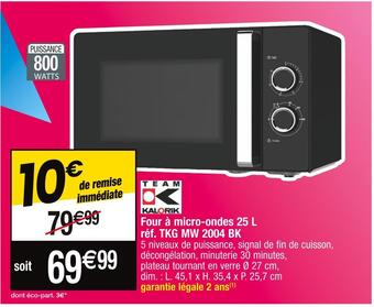 Kalorik four à micro-ondes 25 l réf. tkg mw 2004 bk