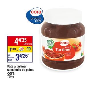 Cora x Carrefour Cora pâte à tartiner sans huile de palme offre