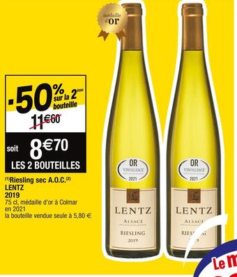 Cora x Carrefour Riesling sec a.o.c. lentz 2019 offre
