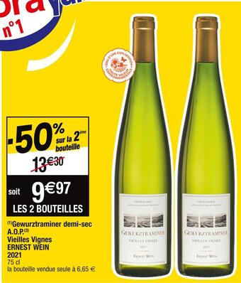 Cora x Carrefour Gewurztraminer demi-sec a.o.p. vieilles vignes ernest wein offre