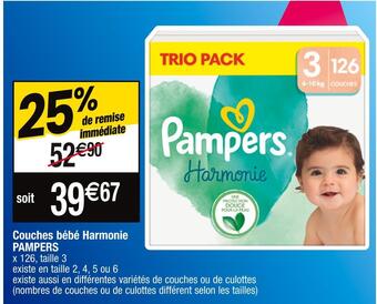 Cora x Carrefour Pampers couches bébé harmonie offre
