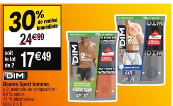 Cora x Carrefour Dim boxers sport homme offre